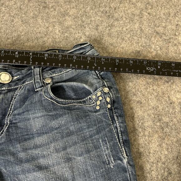Grace In LA Jeans Size 27 Medium Wash Boot Cut Stretch Denim Embellished Flaws - Picture 3 of 15